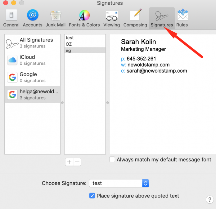 how to add html signature to apple mail